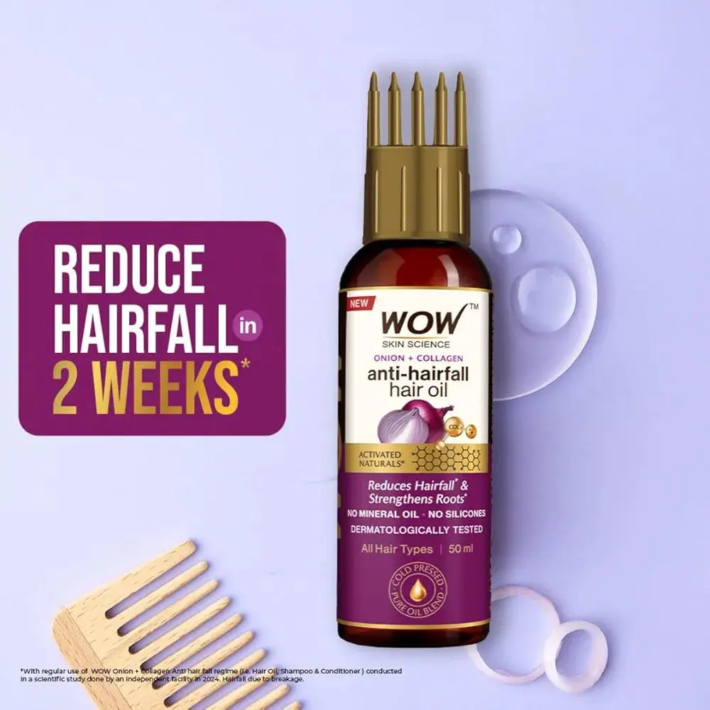 WOW SKIN SCIENCE ONION BLACK SEED HAIR OIL WITH COMB APPLICATOR