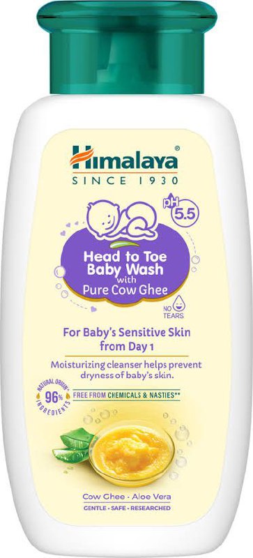 Himalaya Head To Toe Baby Wash With Pure Cow Ghee 400Ml|Ph5.5|Aloe Vera|