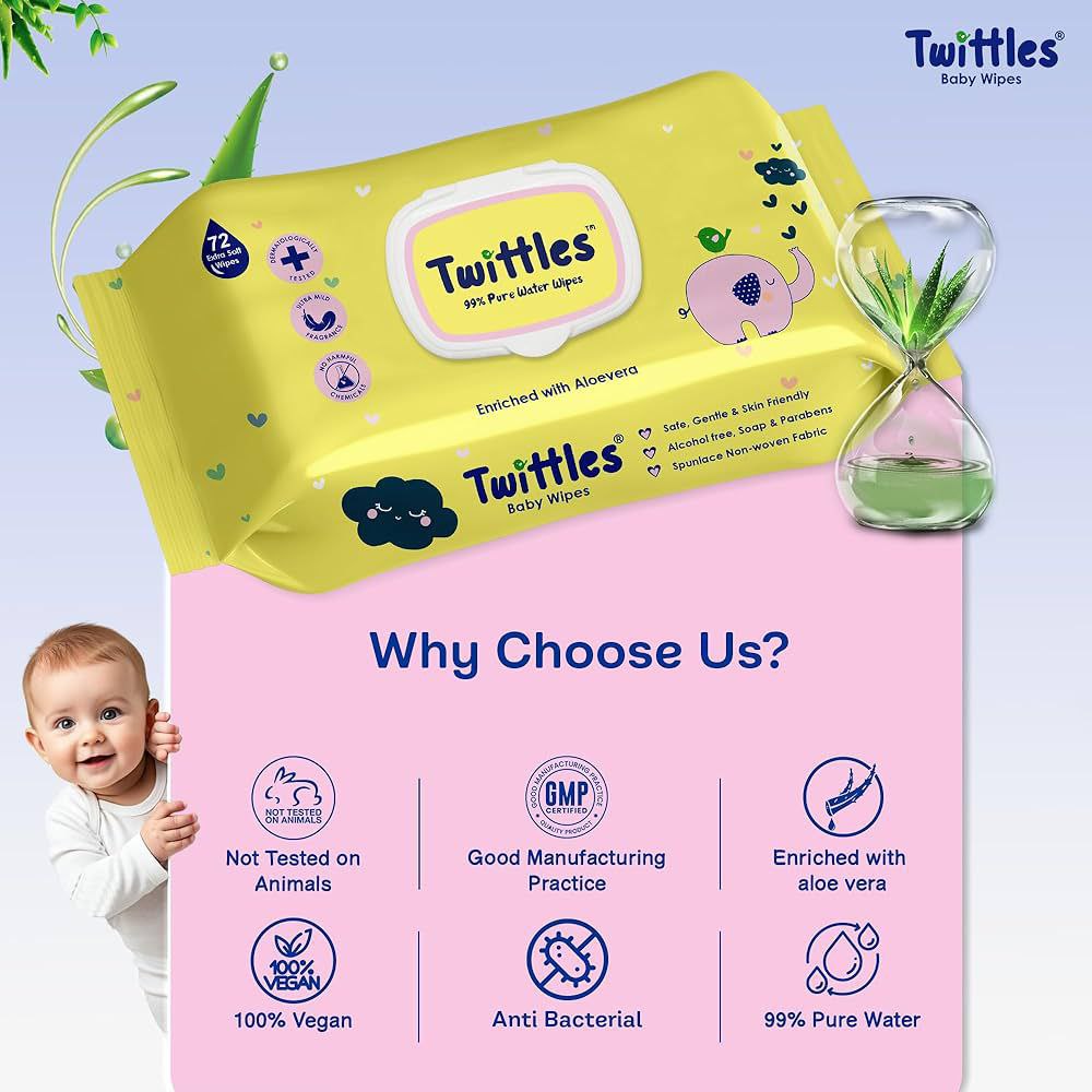 [624] Twittles 99% Pure Water Soft Cleansing Baby Wipes