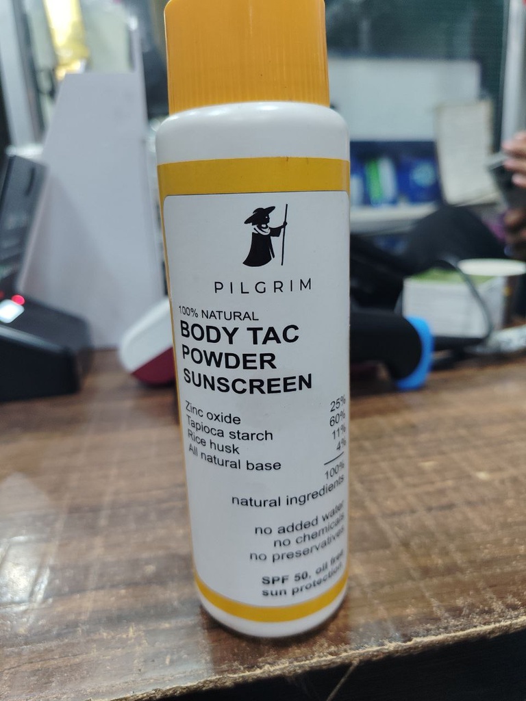PILGRIM 100% NATURAL BODY TAC POWDER SUNSCREEN Zinc oxide 25% Tapioca starch