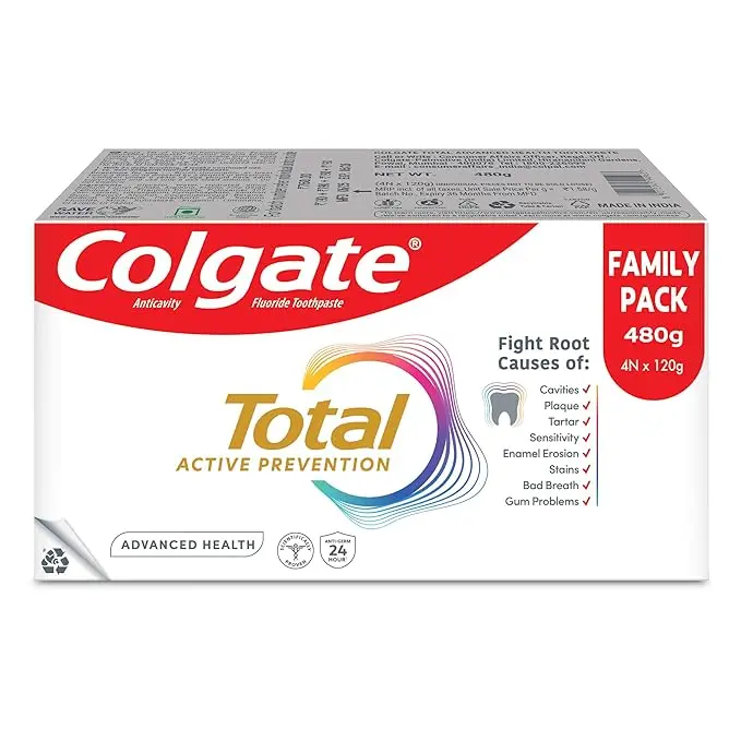 Colgate Total Advanced Health Anti-germ Toothpaste, 480g, Tooth Paste with 12-Hour Anti-Germ Protection, Whole Mouth Health (Combo Pack Offer)