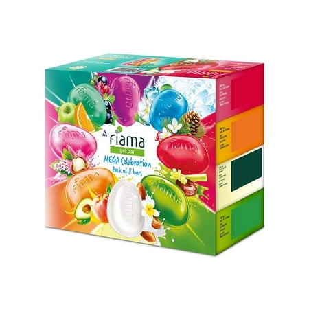 Fiama Gel Bathing Bar Mega Celebration Soap 125gm Each(Pack of 8)