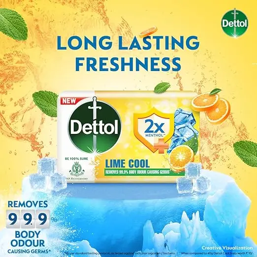Dettol Lime Fresh Bathing Soap Bar with 12hr Freshness