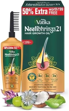 [135] DABUR Vatika Neelibhringa 21 Hair Growth Oil - (50Ml+25Ml Extra Free