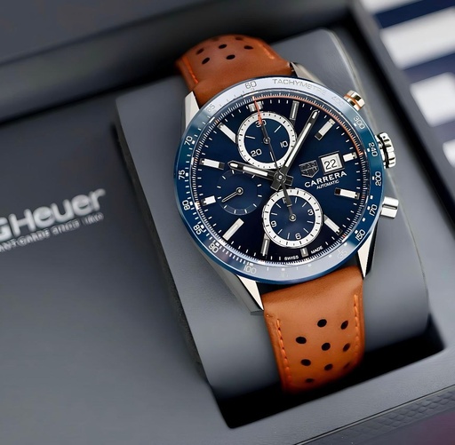 [591] Tag Heuer For Men's Quality 7AA Ultra Premium Model Carrera Chronograph Model No. CBM2112.FC6455 Same As Original model 