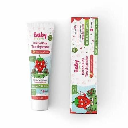 [80] BabyOrgano Kids Toothpaste 6+ Months | 100% Ayurvedic | Non Gel Formula | goodness of Babool