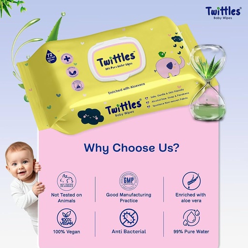 [624] Twittles 99% Pure Water Soft Cleansing Baby Wipes