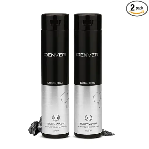 [136] DENVER Detox Day Activated Charcoal Body Wash - 200ML Germ Protection & Deep Cleansing Shower Gel for Men | Remove Impurities & Dust Detox Formula Bath Gel
