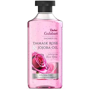 [144] Dabur Gulabari Shower Gel-Damask Rose & Jojoba Oil - 250ml | Roses Extract Beads for Exfoliation | No Parabens & Silicones | 99% Pure Glycerine | 100% soap free body wash