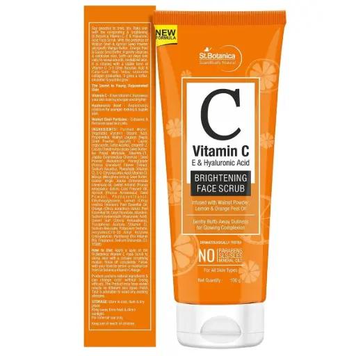 [928] St.Botanica Scientificalle Nattral Vitamin C E & Hyaluronic Acid BRIGHTENING FACE SCRUB Infused with Walnut Powder.