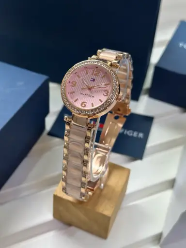 [618] Tommy Hilfiger Luxury Pink & Gold Stylish Girls Watch